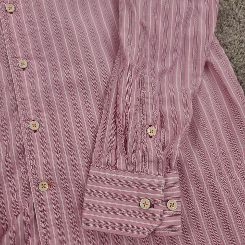 Tommy Bahama Island Modern Fit Stripe Shirt Mens Large Pink Cotton - Picture 3 of 8